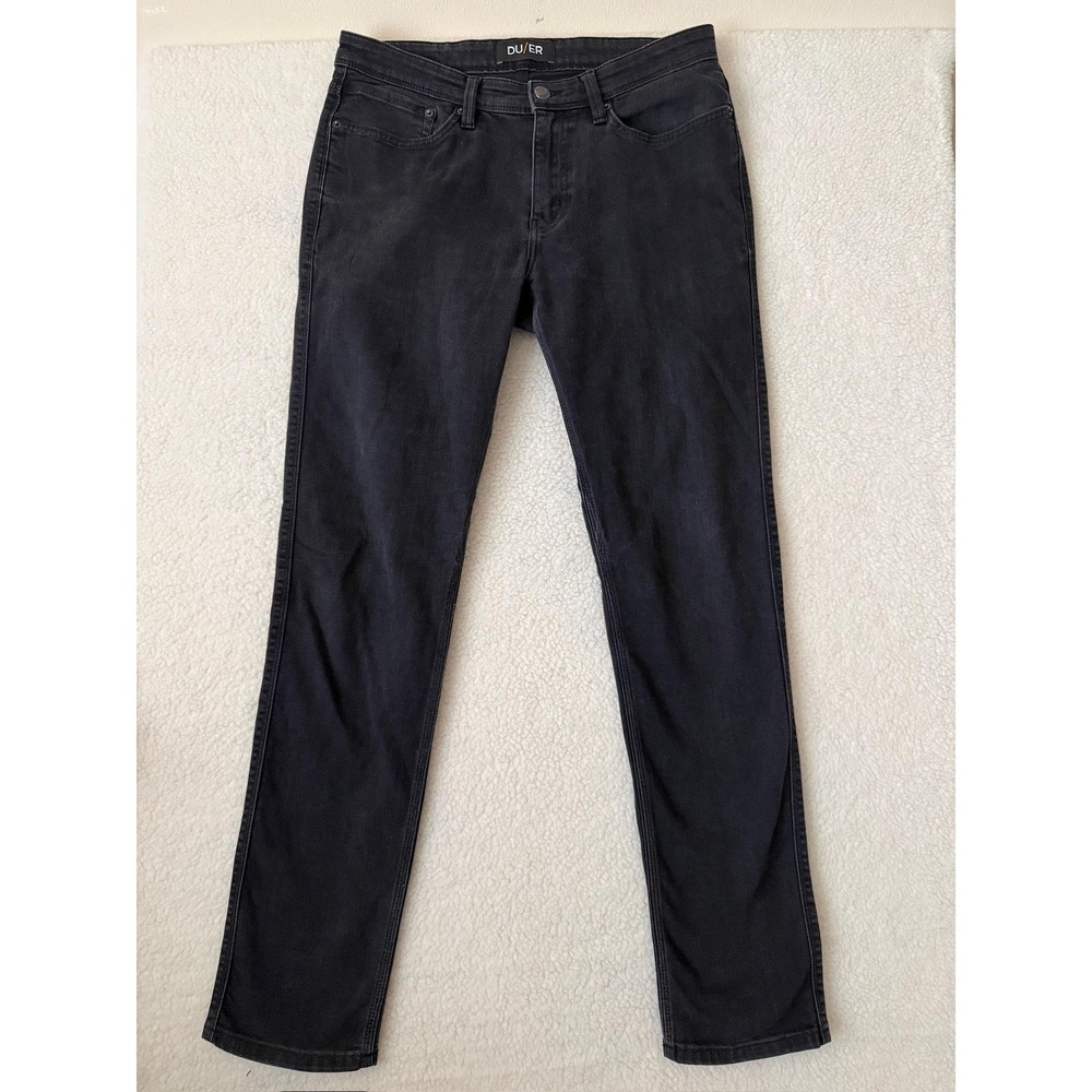 DU/ER L2X Slim Fit Jeans Mens 33x34 Gray Tapered Stretch Denim MFLS2001 Charcoal